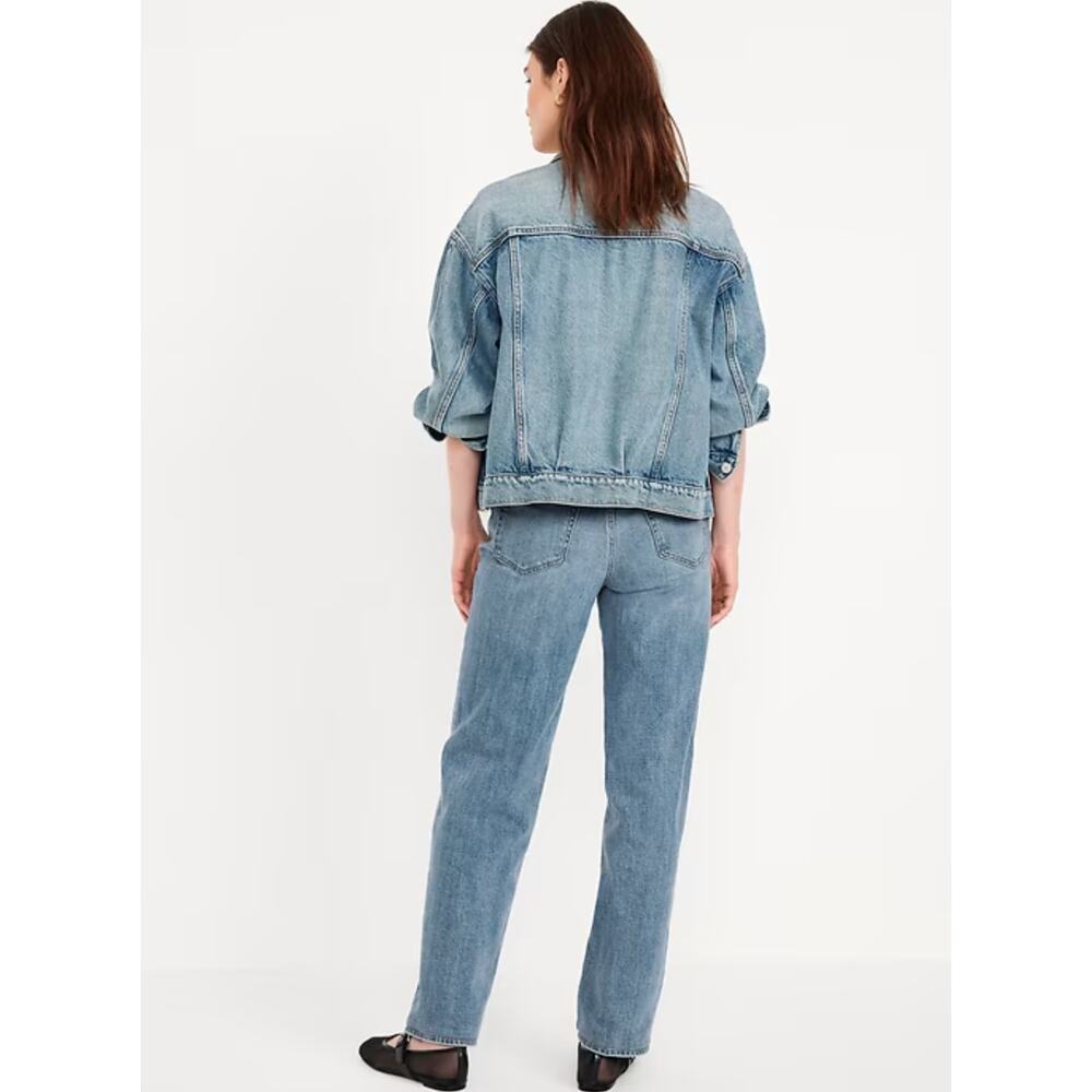 Old Navy OG LOOSE Secret-Smooth High Rise Denim High Waist Straight Leg Jeans - Picture 3 of 9